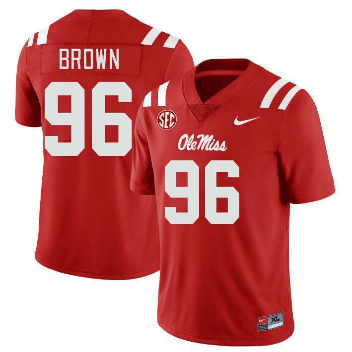 Ole Miss Rebels #96 Jamarious Brown College Football Jerseyes Stitched Sale-Red